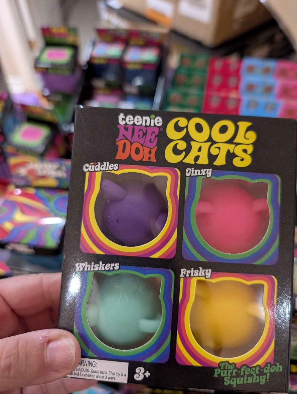 Cool Cats Squishy Toy Pack - Purple, Pink, Teal, Yellow